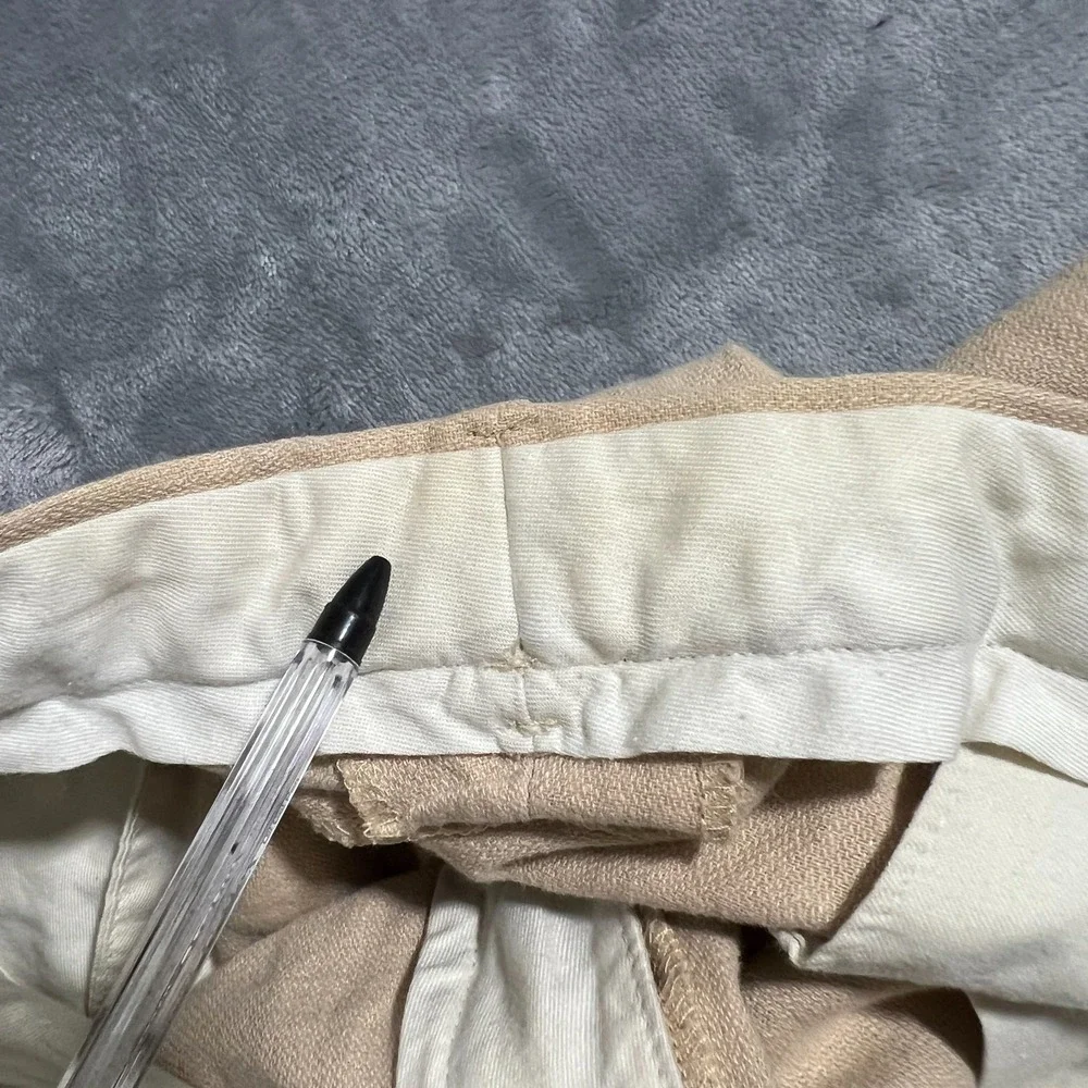 Vintage Polo Ralph Lauren Linen Pants Mens 35x32 (33x29) Pleated Beige VTG Chino